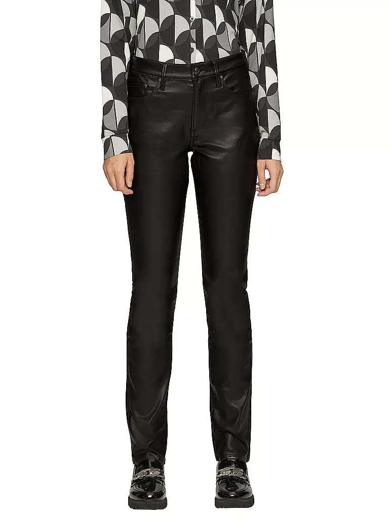 S.OLIVER | Hose in Lederoptik Slim Fit | Nero