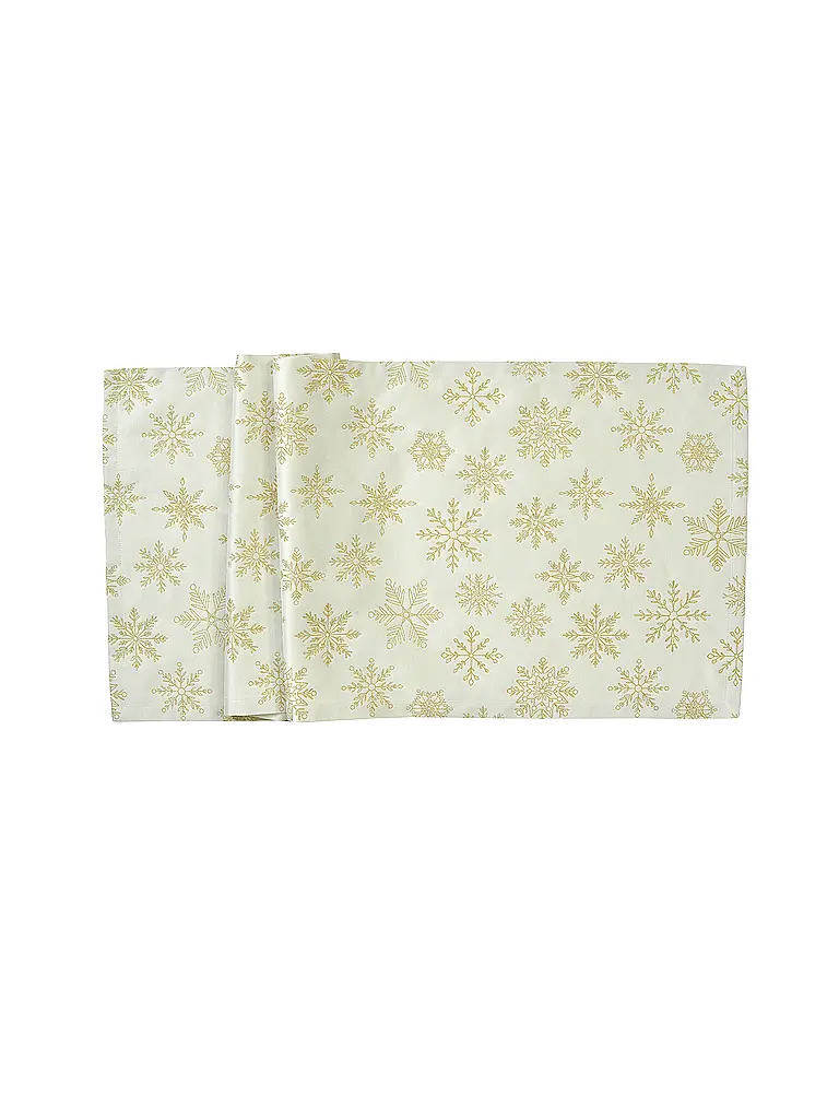SANDER | Centrino natalizio 85x85cm CRISTALLO LUCE Écru/Oro | Crema