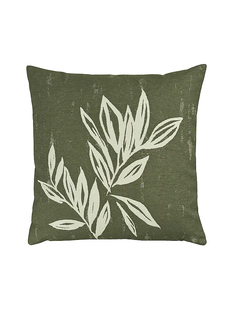 SANDER | Kissenhülle 50x50cm BIG LEAVES Khaki | Verde scuro