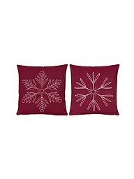 SANDER | Federa per cuscino natalizio 45x45cm SNOWFLAKES Crema | Rosso