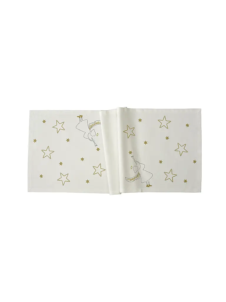 SANDER | Runner da tavola natalizio 38x85cm STARDUST Ecru | Crema