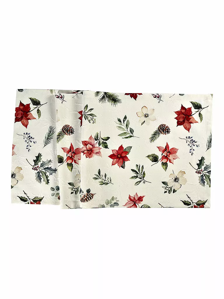 SANDER | Tischläufer X-MAS FLOWERS 40x100cm Original | Crema
