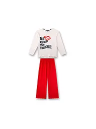 SANETTA | Pigiama da ragazza 2 pezzi, maglietta a maniche lunghe e pantaloni | Crema