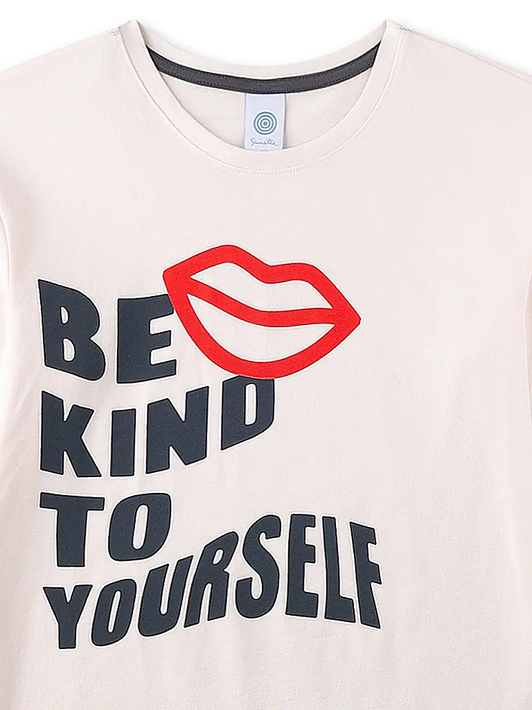 SANETTA | Pigiama da ragazza 2 pezzi, maglietta a maniche lunghe e pantaloni | Crema