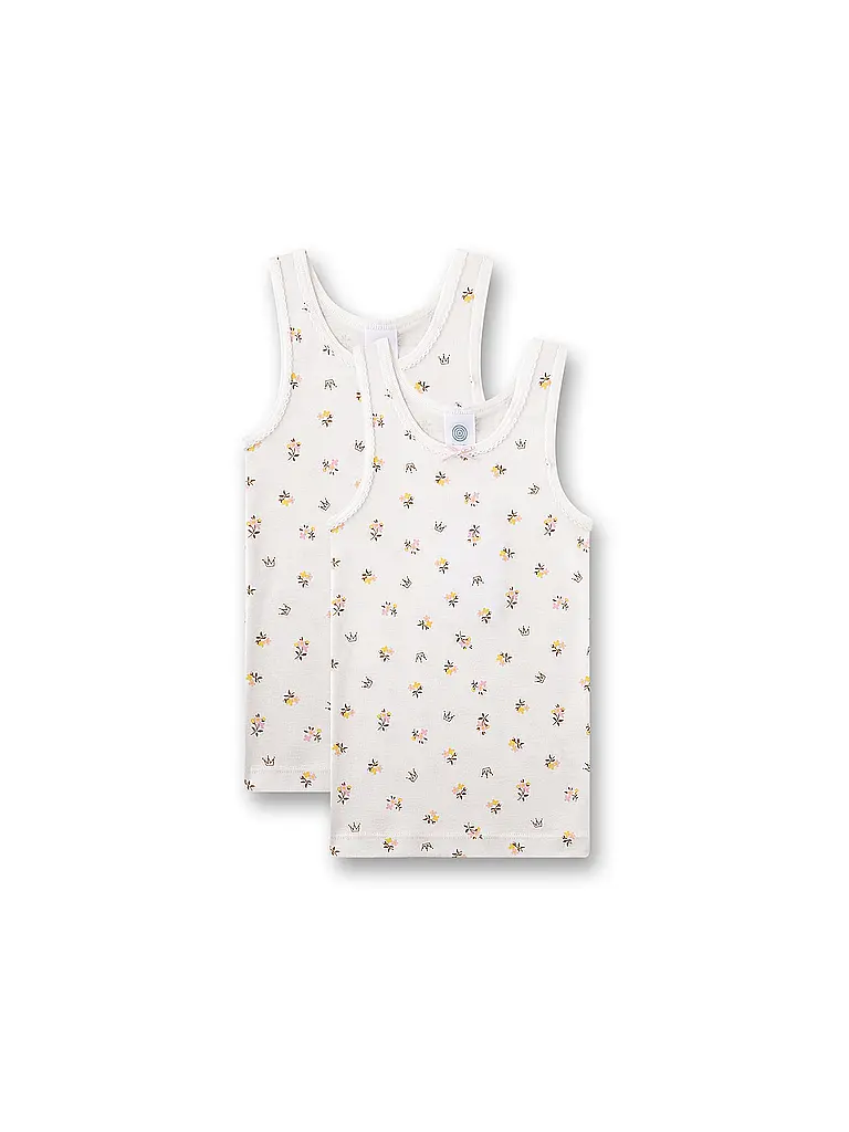 SANETTA | Top da ragazza - Canottiera confezione da 2 white pebb | Crema