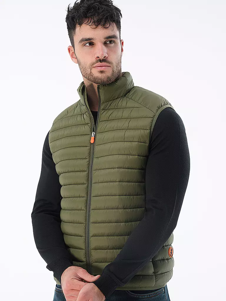SAVE THE DUCK | Gilet trapuntato ADAM | Oliva