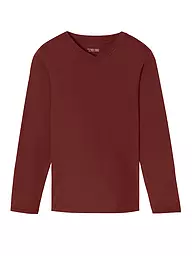 SCHIESSER | Maglietta da pigiama a maniche lunghe MIX + RELAX | Rosso scuro