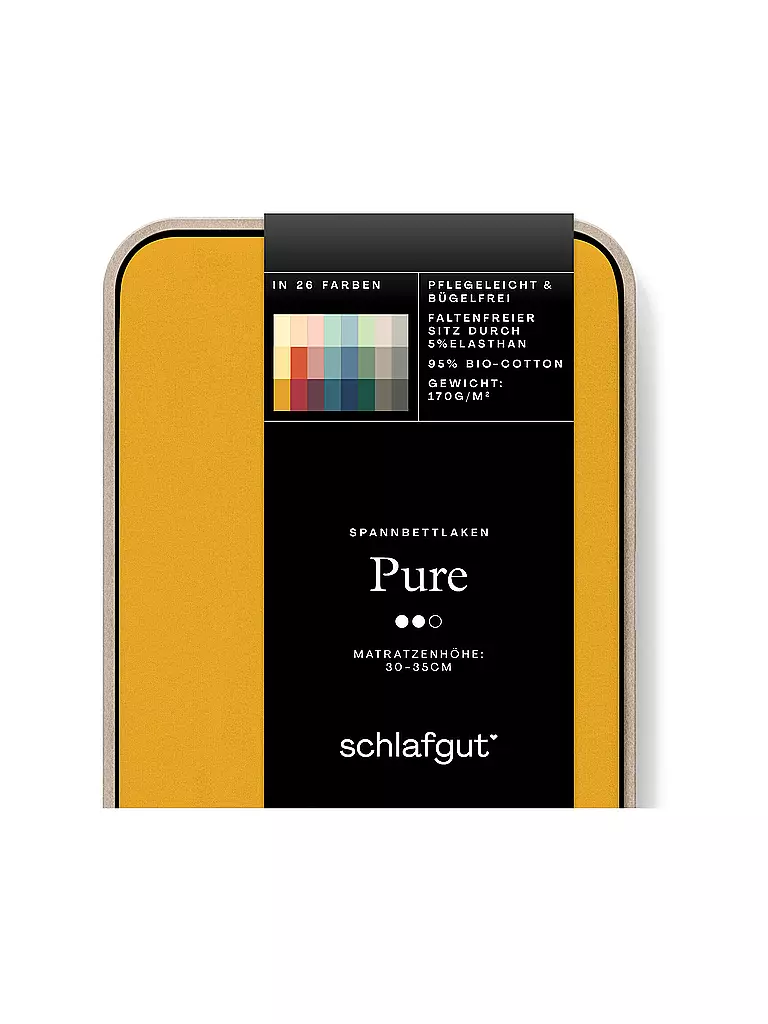 SCHLAFGUT | Lenzuolo con angoli in jersey PURE 140x200cm Giallo Intenso L | Giallo