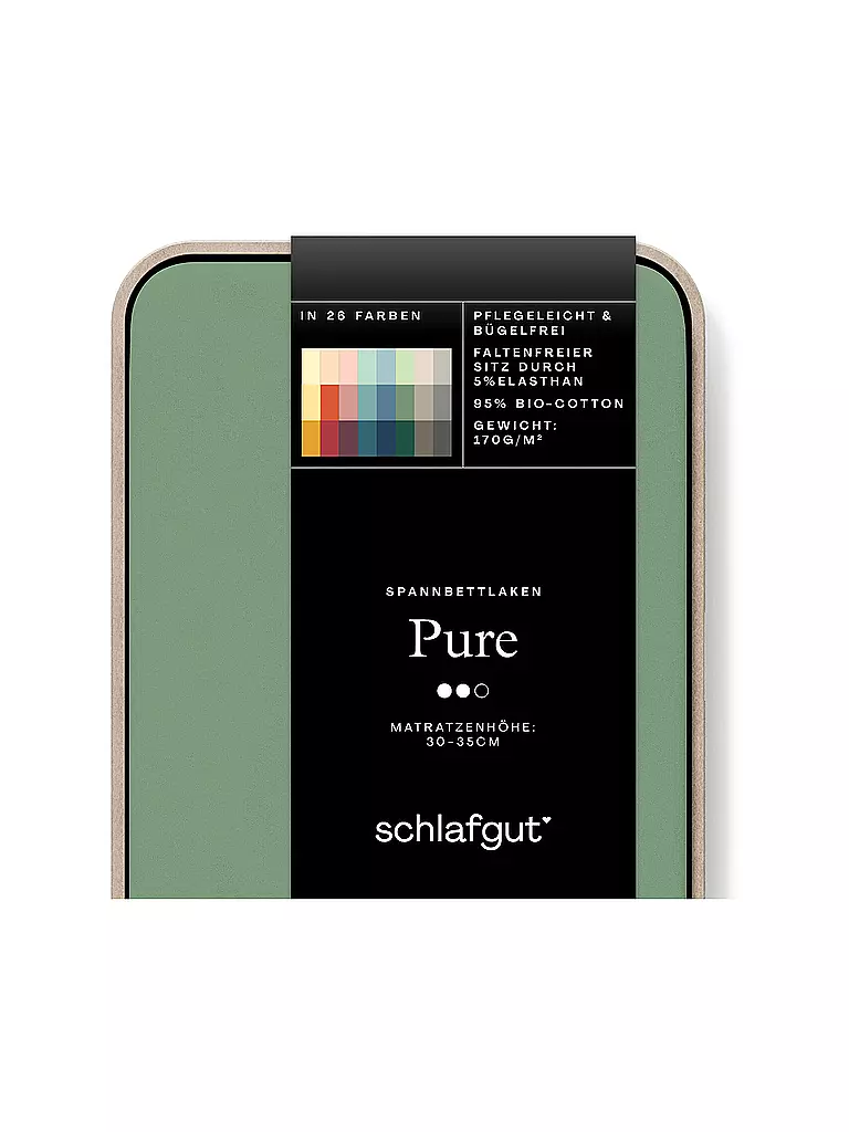 SCHLAFGUT | Lenzuolo con angoli in jersey PURE 140x200cm Verde Mid L | Verde