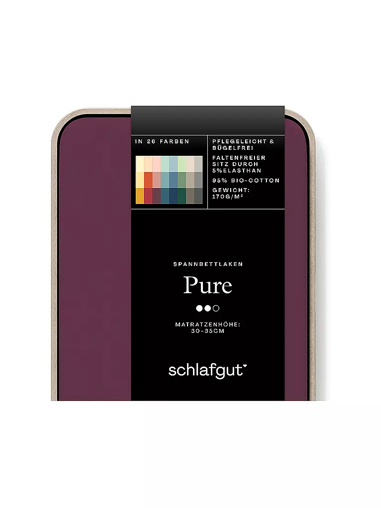 SCHLAFGUT | Lenzuolo con angoli in jersey PURE 90x200cm Purple Deep S | Bacca