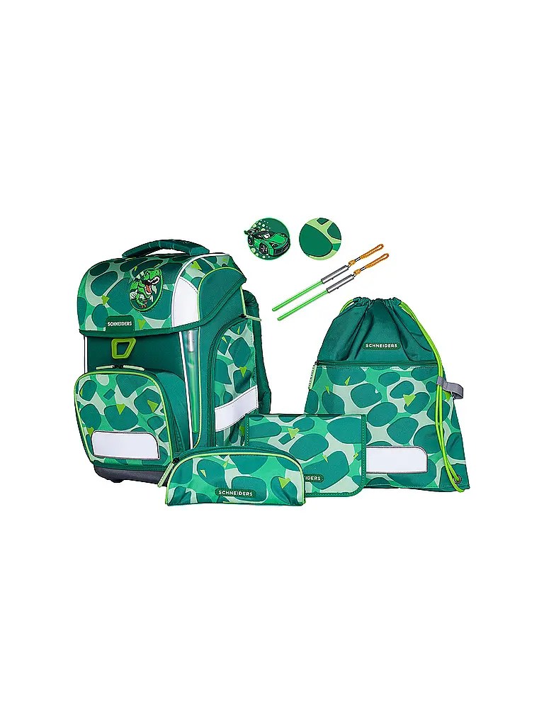 SCHNEIDERS | Set di zaini scolastici Ergolite 9 pezzi Dino Dance | Verde