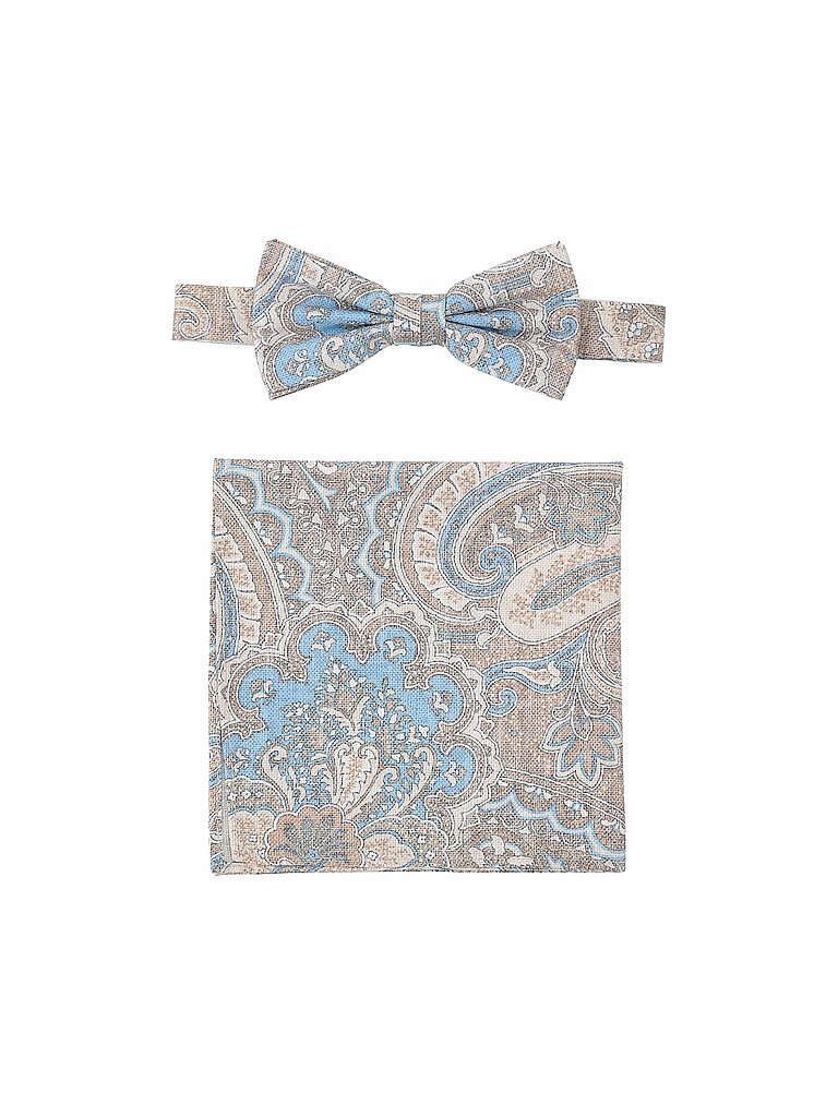 Set Fliege e fazzoletto da taschino PRINCE BOWTIE beige