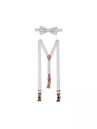 SEIDENFALTER | Set di bretelle con papillon e clip a bottone | Grigio chiaro
