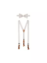 SEIDENFALTER | Set di bretelle con papillon e clip a bottone | Beige