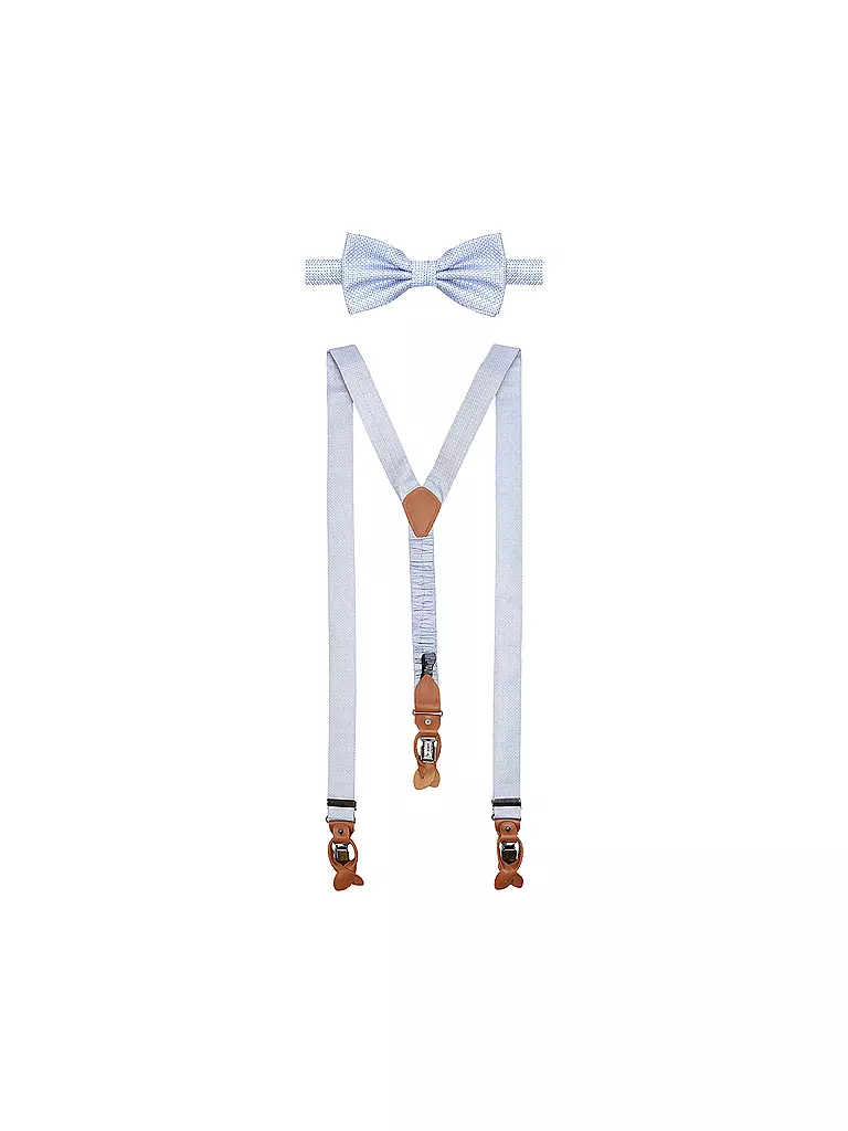 SEIDENFALTER | Set di bretelle con papillon e clip a bottone | Blu chiaro