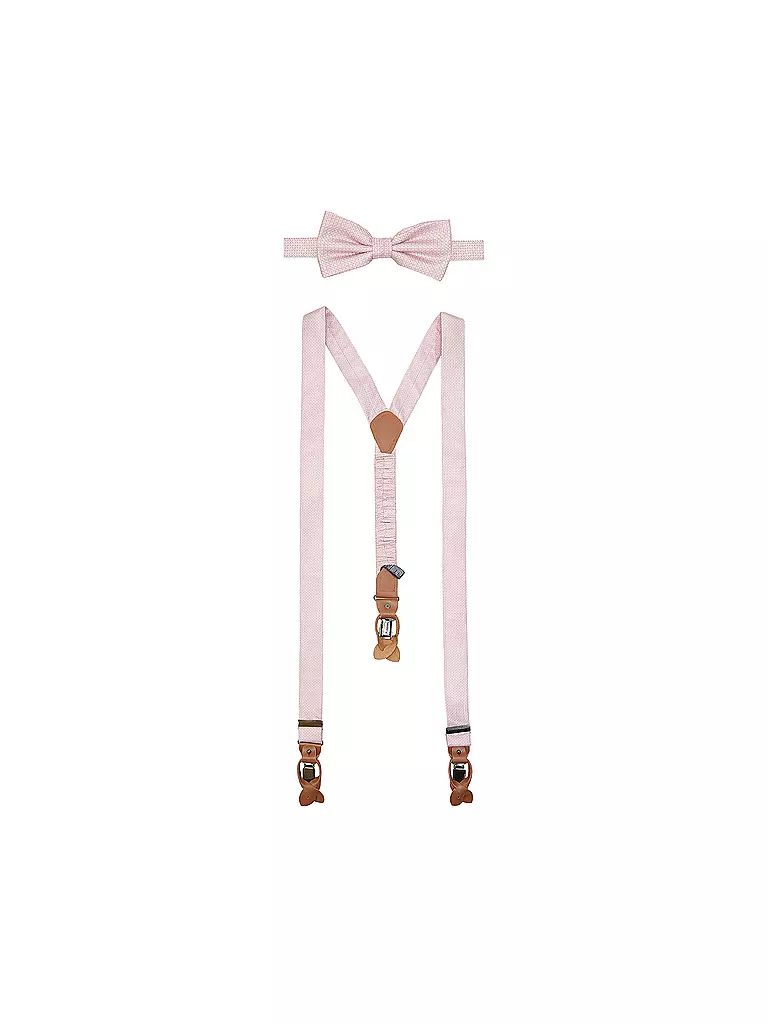 SEIDENFALTER | Set di bretelle con papillon e clip a bottone | Rosa