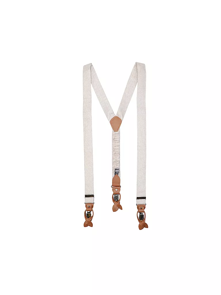 SEIDENFALTER | Set di bretelle con papillon e clip a bottone | Beige