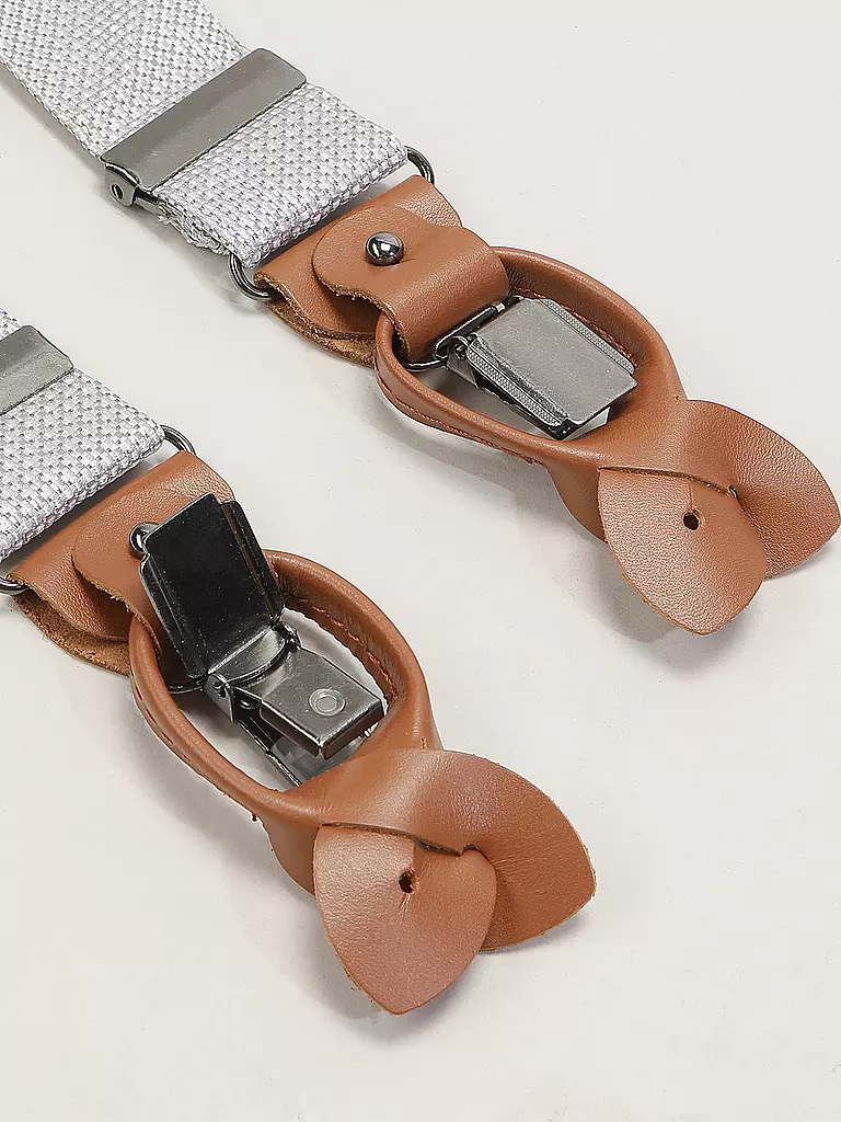 SEIDENFALTER | Set di bretelle con papillon e clip a bottone | Grigio chiaro