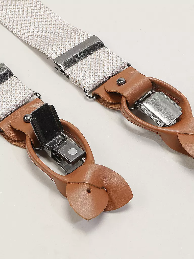 SEIDENFALTER | Set di bretelle con papillon e clip a bottone | Beige