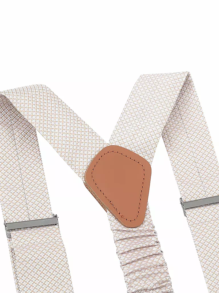 SEIDENFALTER | Set di bretelle con papillon e clip a bottone | Beige