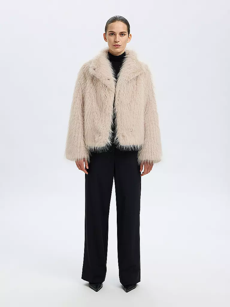 SELECTED FEMME | Giacca effetto pelliccia | Crema