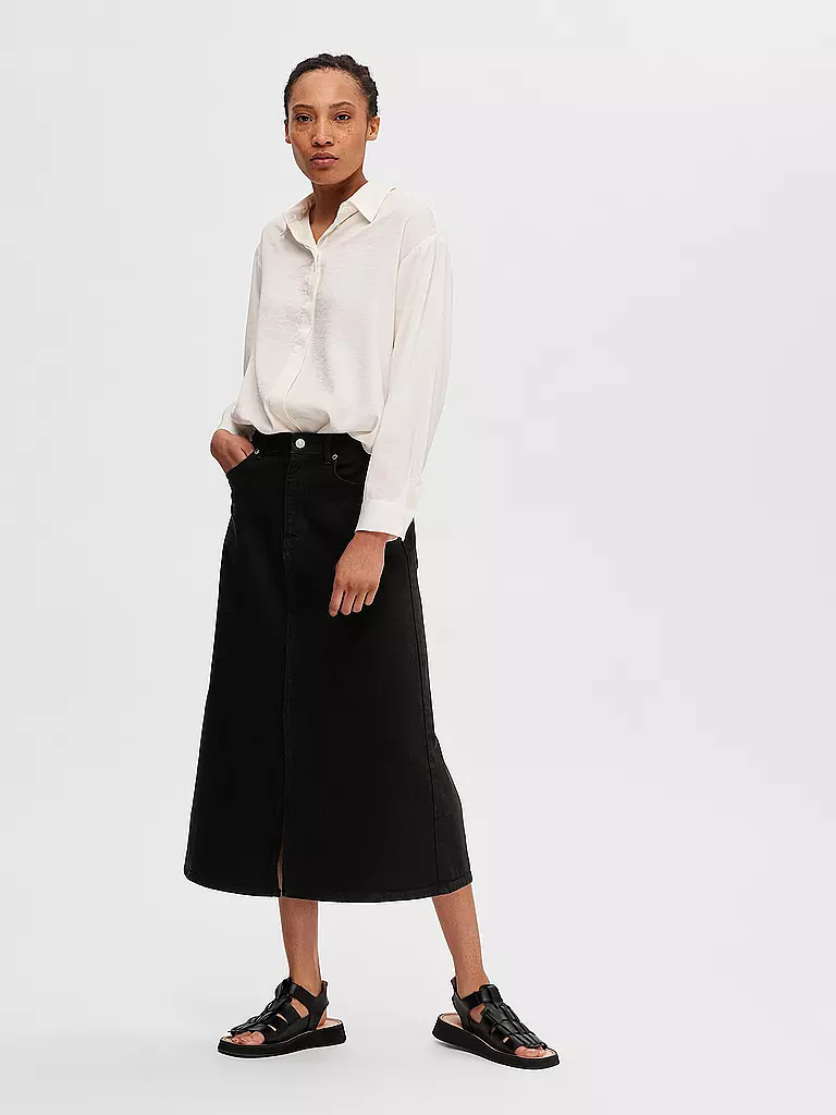 SELECTED FEMME | Jeansrock a vita alta SLFKRISTA | Nero
