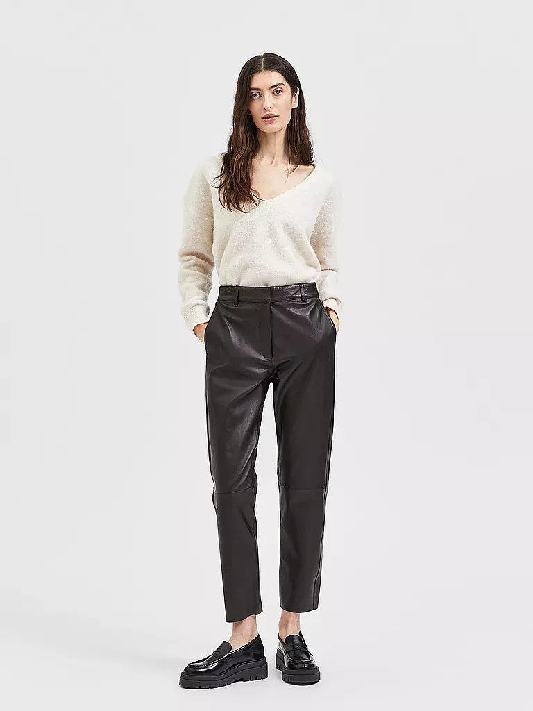 SELECTED FEMME | Lederhose 7/8 SLFMARIE  | Marrone