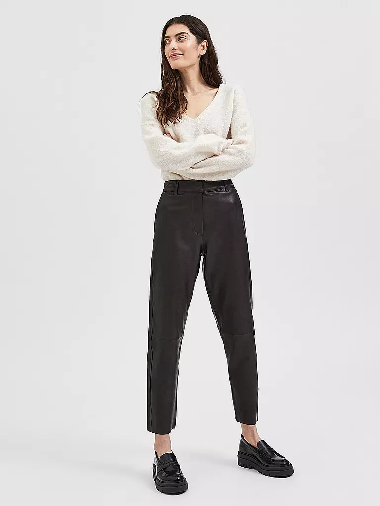 SELECTED FEMME | Lederhose 7/8 SLFMARIE  | Marrone