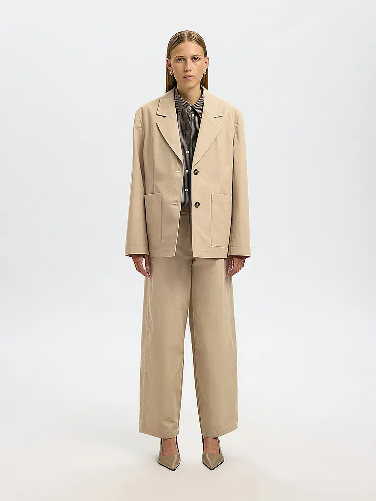 SELECTED FEMME | Pantaloni business SLFBARREL MARLA | Crema