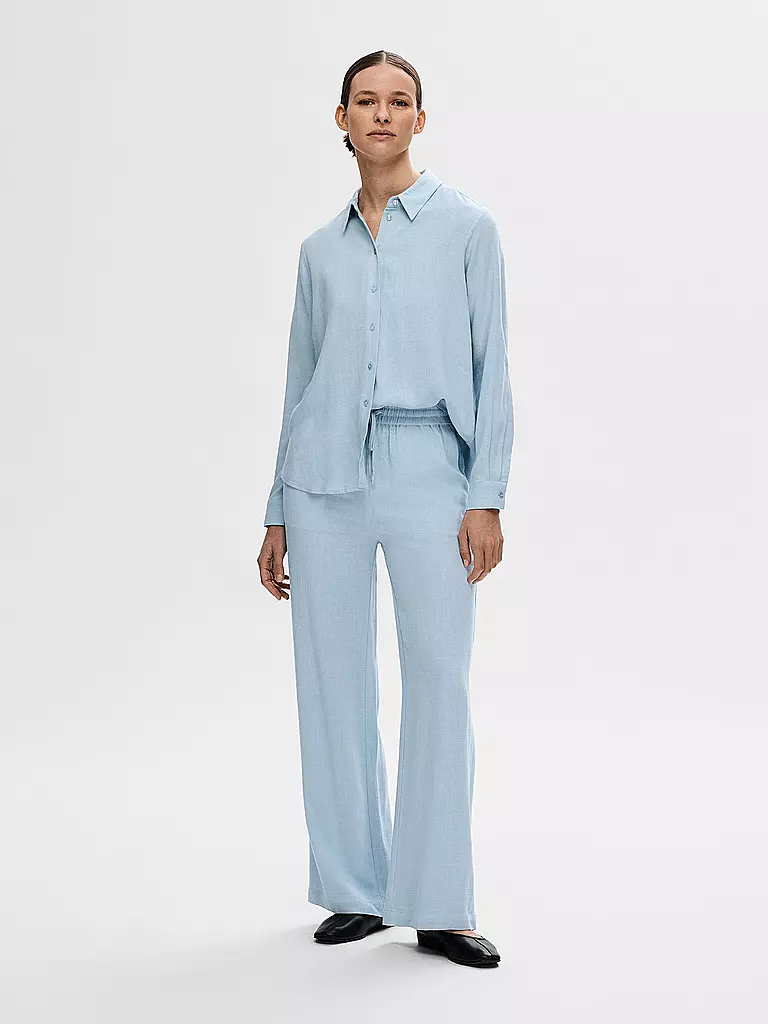 SELECTED FEMME | Pantaloni di lino con vestibilità jogging SLFVIVA-GULIA | Blu chiaro
