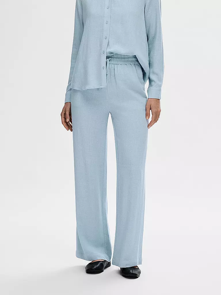 SELECTED FEMME | Pantaloni di lino con vestibilità jogging SLFVIVA-GULIA | Blu chiaro