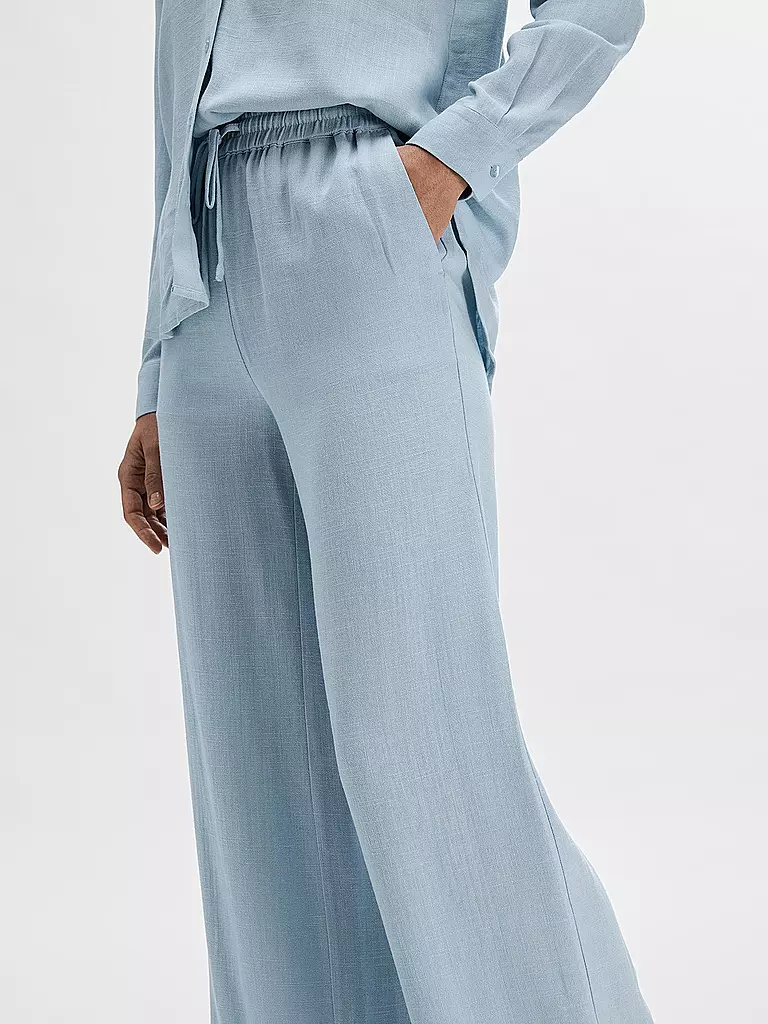 SELECTED FEMME | Pantaloni di lino con vestibilità jogging SLFVIVA-GULIA | Blu chiaro