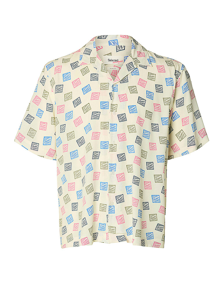 Camicia SLHRLXHOTEL AMOUR STAMPS AOP crema XXL