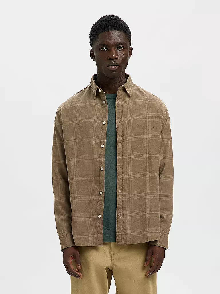 SELECTED | Camicia di flanella slim fit SLHSLIMOWEN | Beige