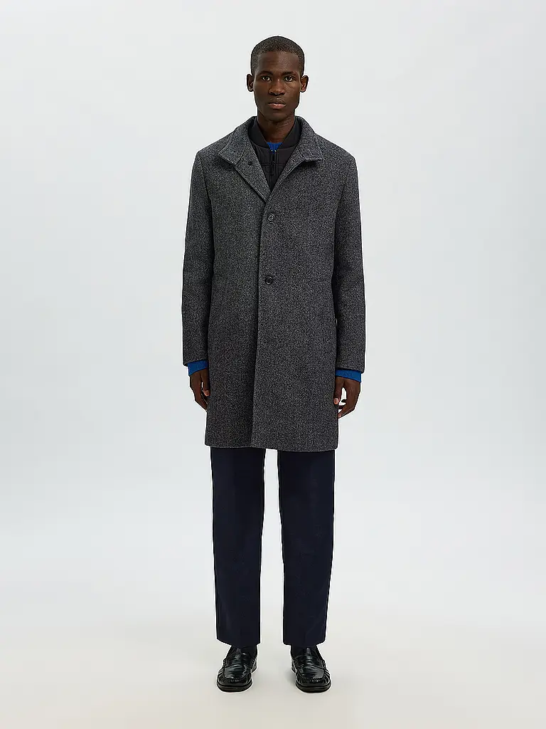 SELECTED | Cappotto di lana SLHRAINAR | Nero