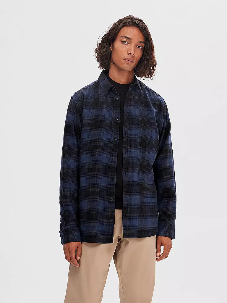 SELECTED | Flanellhemd Slim Fit SLHSLIMOWEN | Blu scuro