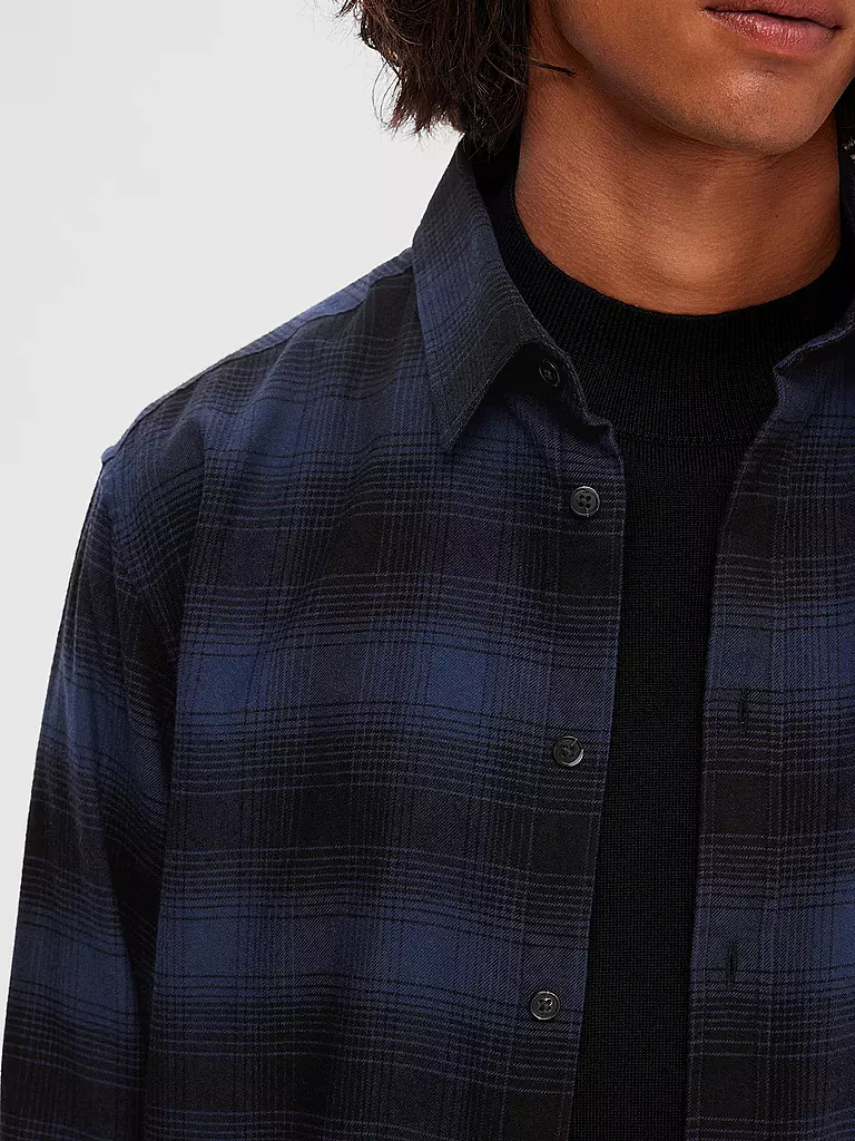 SELECTED | Flanellhemd Slim Fit SLHSLIMOWEN | Blu scuro