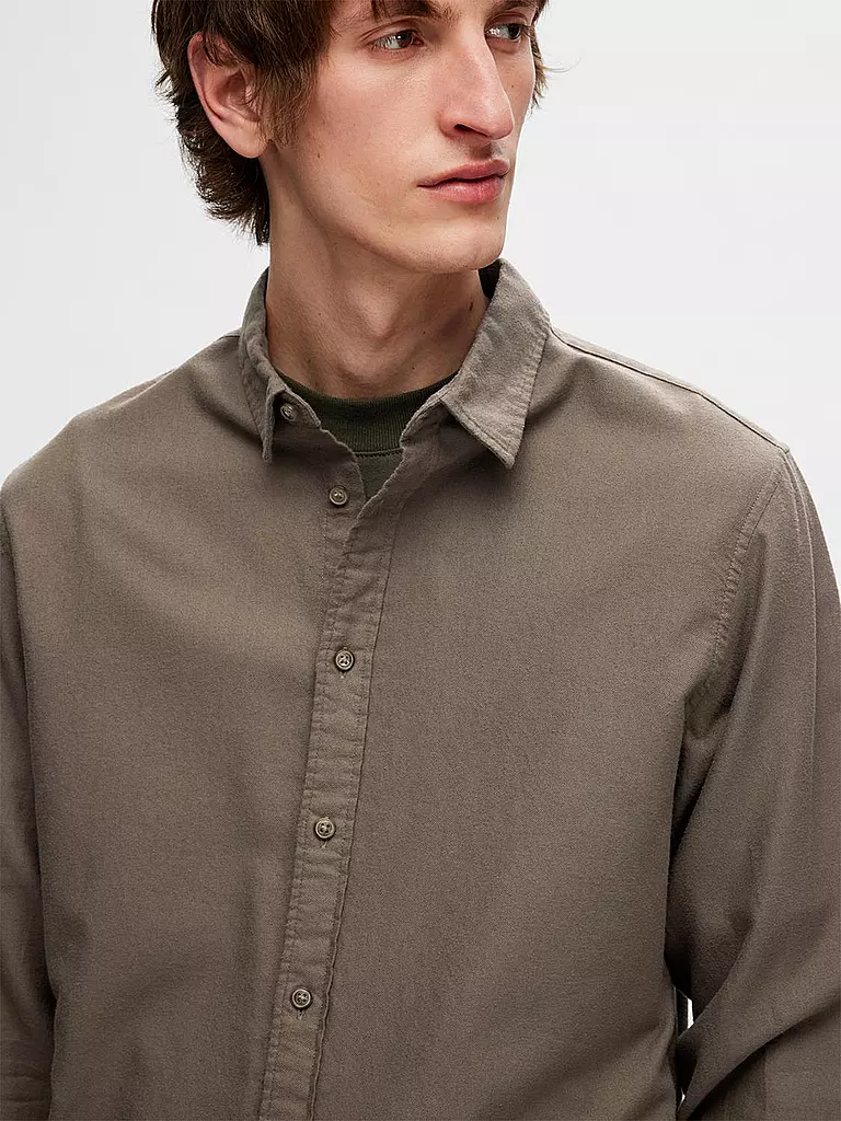 SELECTED | Flanellhemd Slim Fit SLHSLIMOWEN | Marrone chiaro