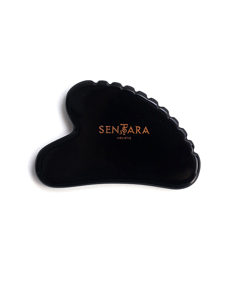 Pietra da massaggio - Gua Sha a cuore con denti nero nero