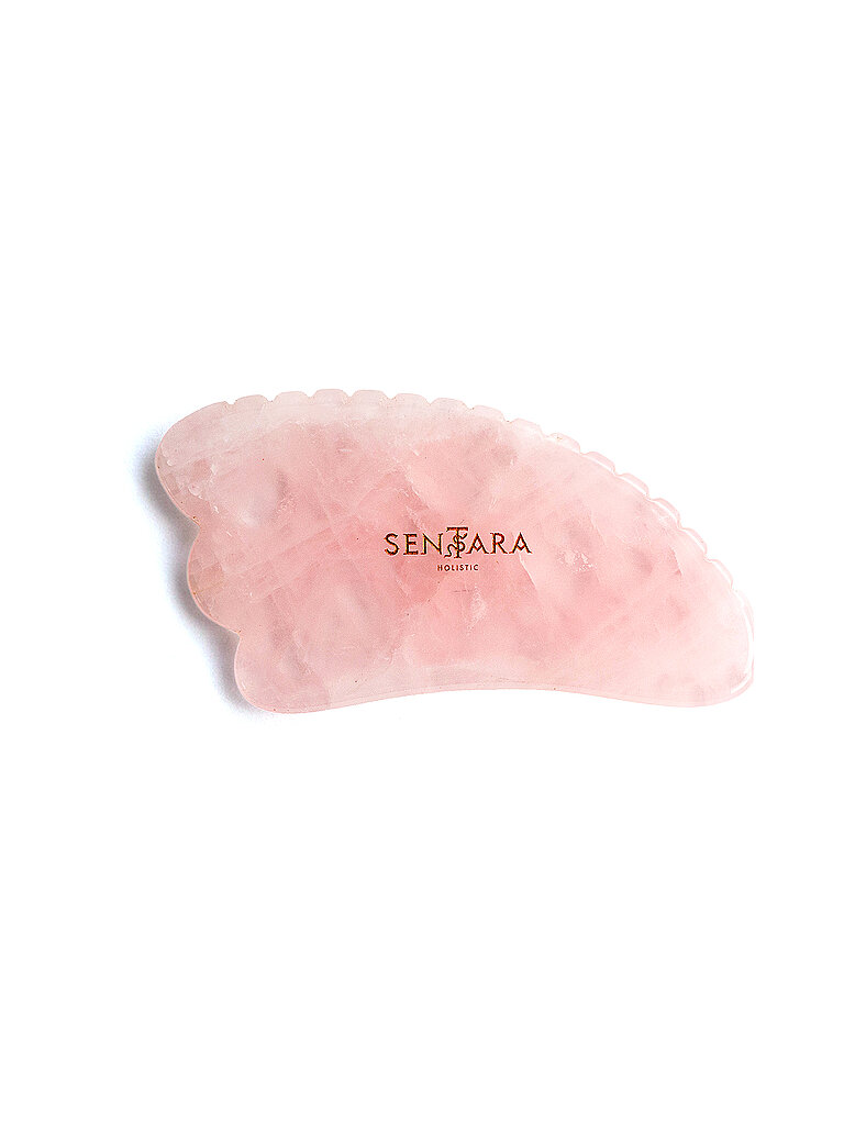 Pietra da massaggio - Corno Gua Sha con dente Quarzo Rosa rosa