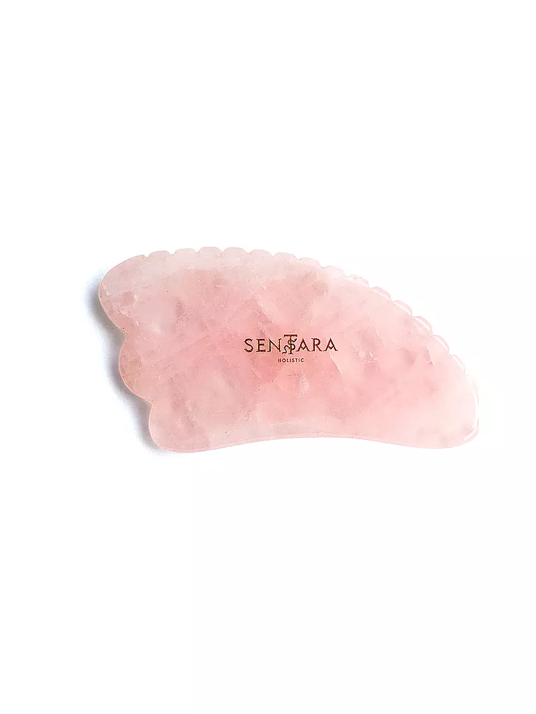 SENTARA | Pietra da massaggio - Corno Gua Sha con dente Quarzo Rosa | Rosa