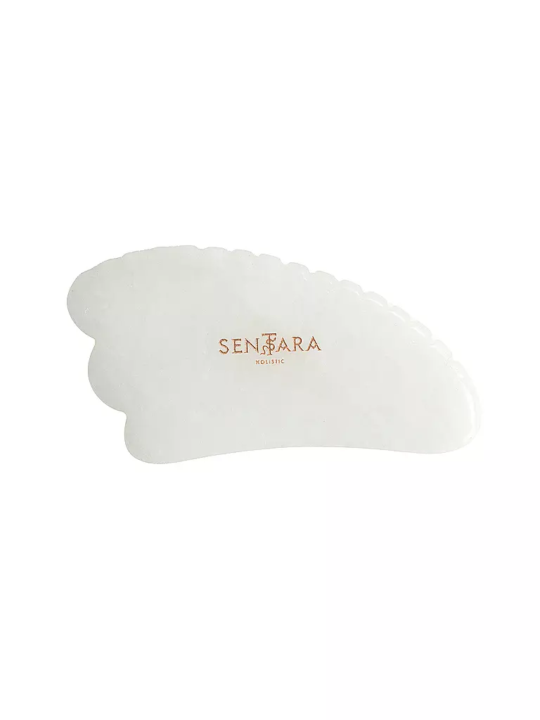 SENTARA | Pietra da massaggio - Corno Gua Sha con denti Giada bianca | Bianco