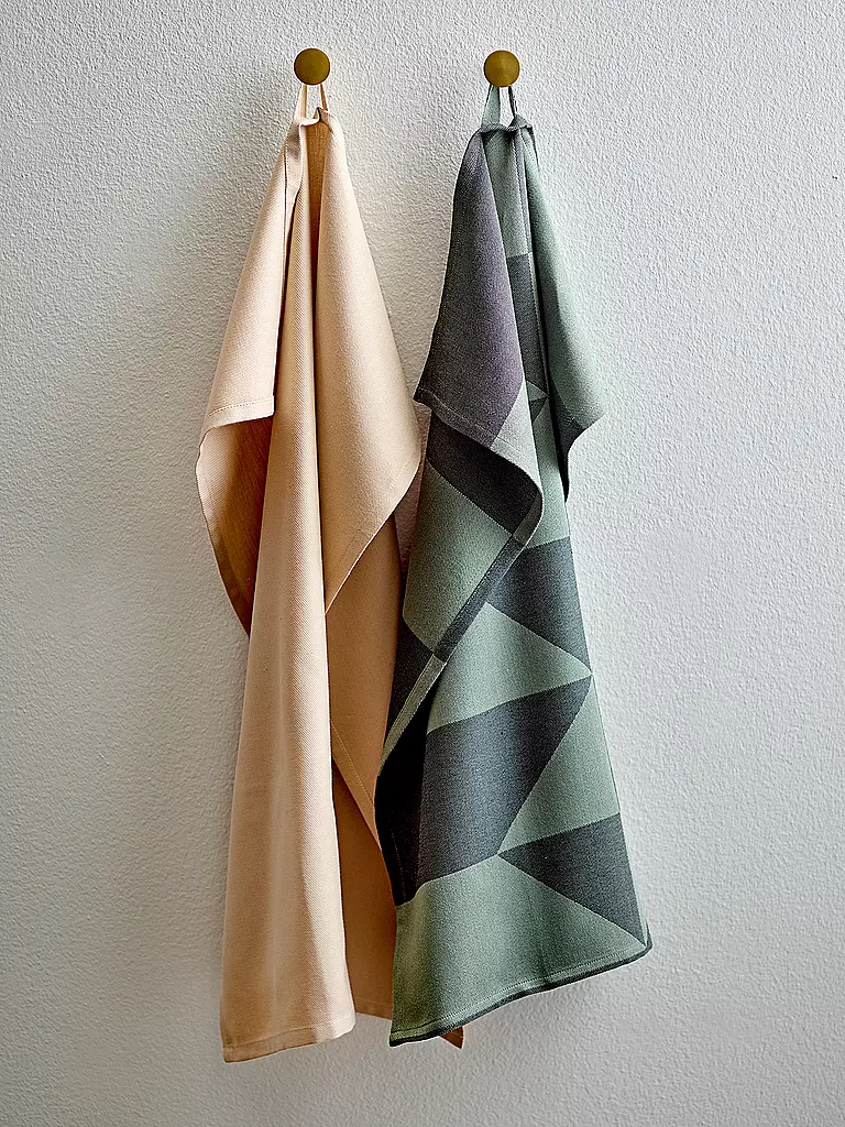 SOEDAHL | Set di 2 strofinacci da cucina 50x70 cm TWIST Warm Taupe | Verde scuro