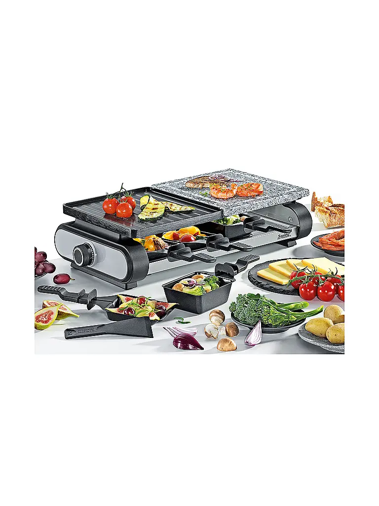 SPRING | Raclette per 8 persone BASIC in acciaio inox | Argento