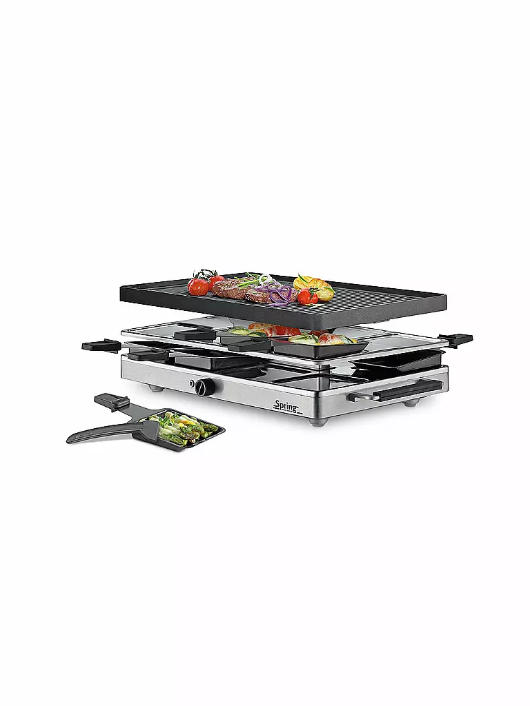 SPRING | Raclette8 CLASSIC Piastra grill in alluminio | Nero