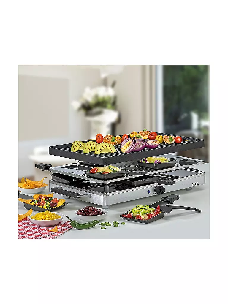 SPRING | Raclette8 CLASSIC Piastra grill in alluminio | Nero
