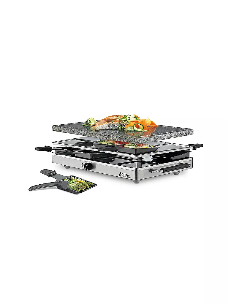 SPRING | Raclette8 con pietra ollare (acciaio inox) | Argento