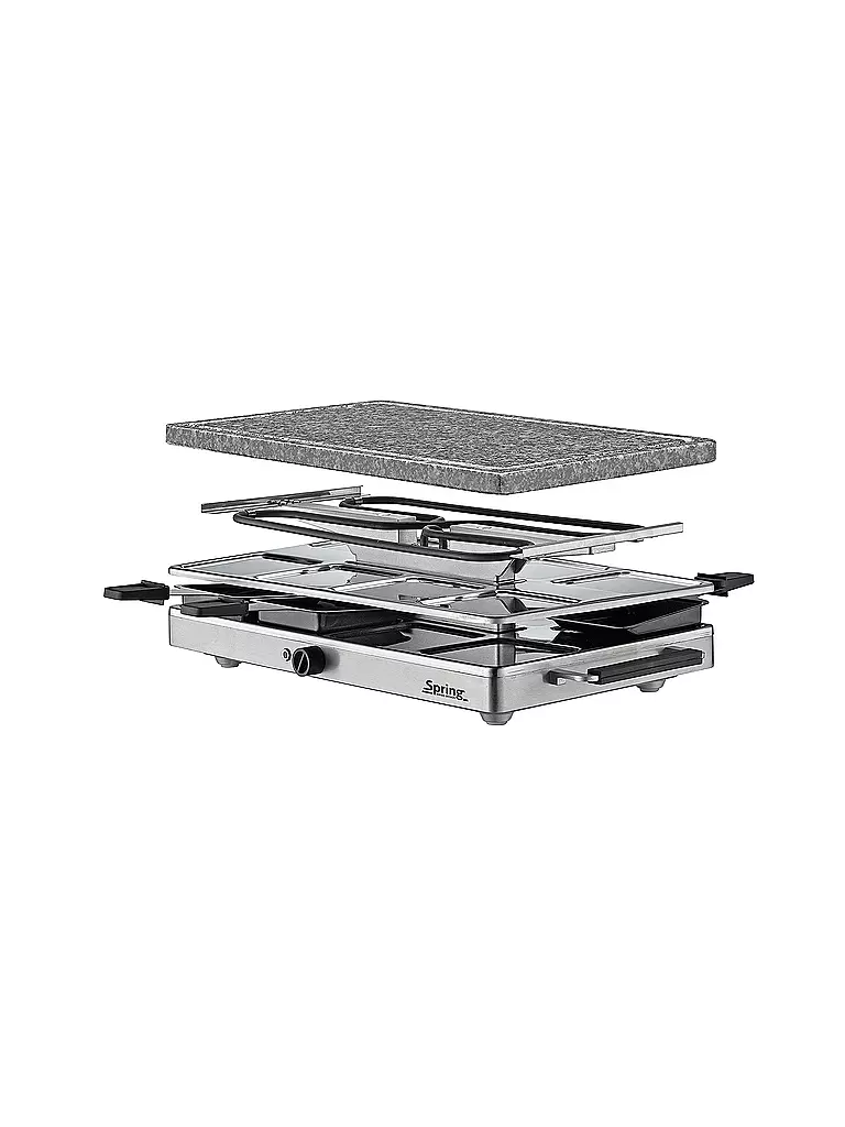SPRING | Raclette8 con pietra ollare (acciaio inox) | Argento