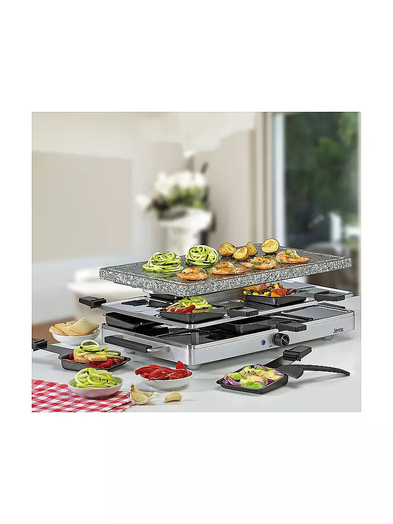 SPRING | Raclette8 mit Granitstein (Edelstahl) | Argento