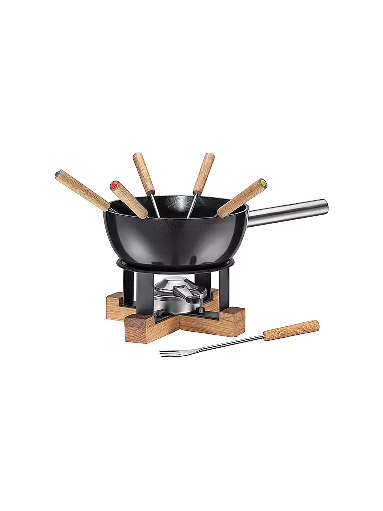 SPRING | Set per fonduta di formaggio Losanna 23cm/2l Nero/Quercia | Nero